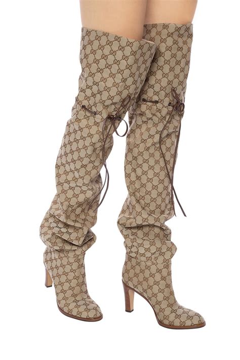 gucci boots black friday|Gucci print thigh high boots.